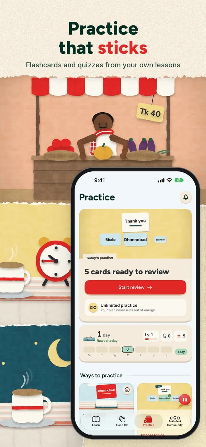 Practice that sticks: flashcards and quizzes from your own lessons